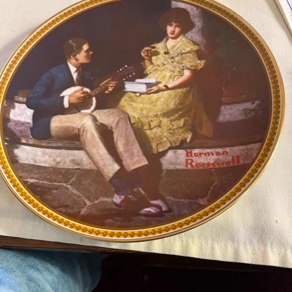 Norman Rockwell Decorative Plate “Pondering on the Porch “
